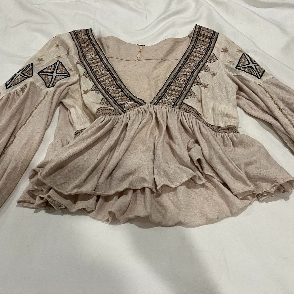XS Tribal Free People Top - Long Sleeve, Lightly Worn